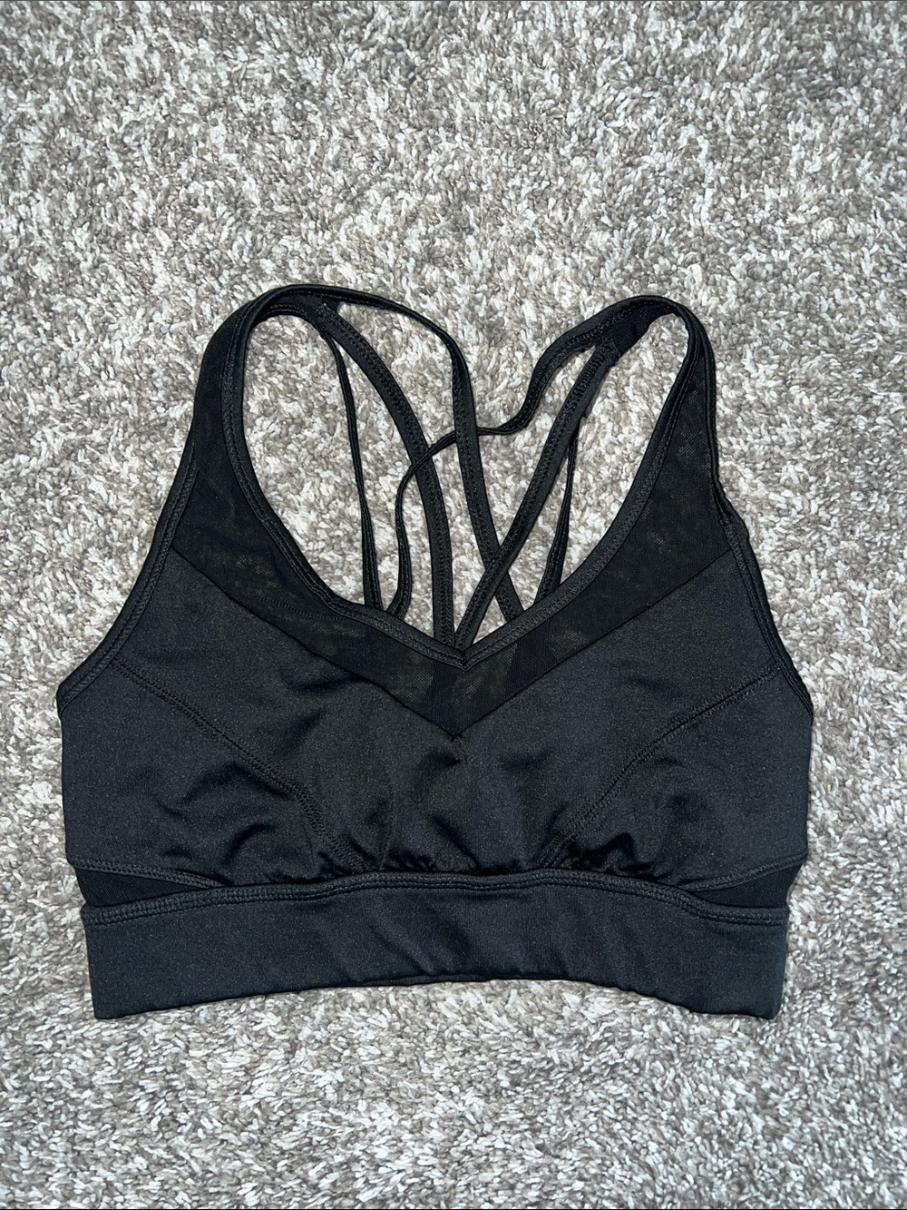 Forever 21 Black Strappy Mesh V-Neck Sports Bra